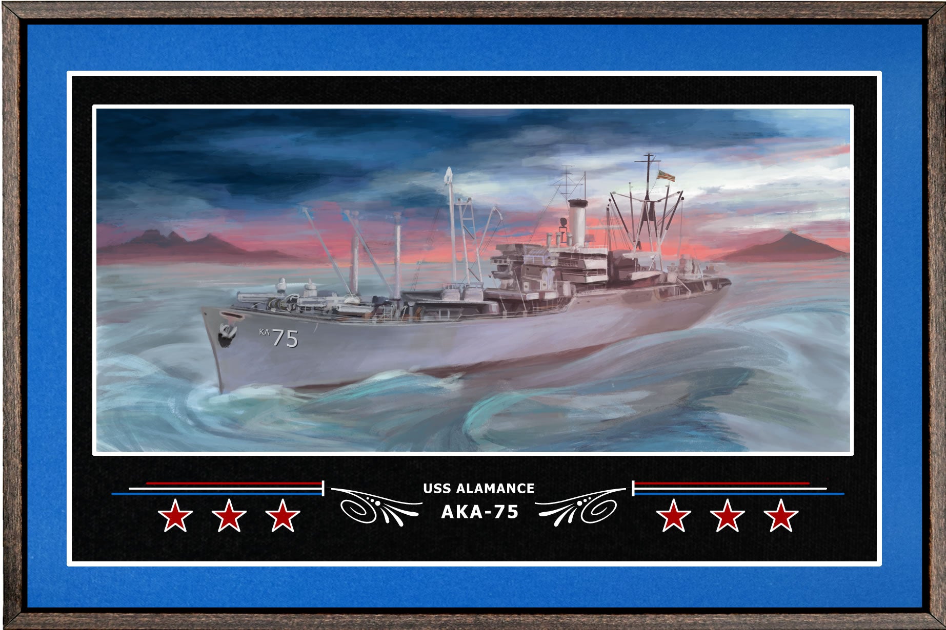 USS ALAMANCE AKA 75 BOX FRAMED CANVAS ART BLUE