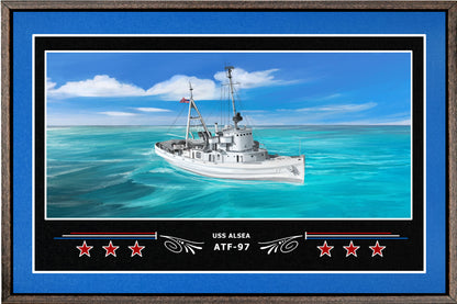 USS ALSEA ATF 97 BOX FRAMED CANVAS ART BLUE