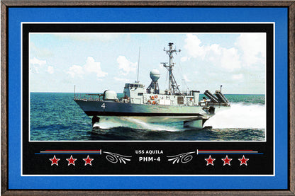 USS AQUILA PHM 4 BOX FRAMED CANVAS ART BLUE