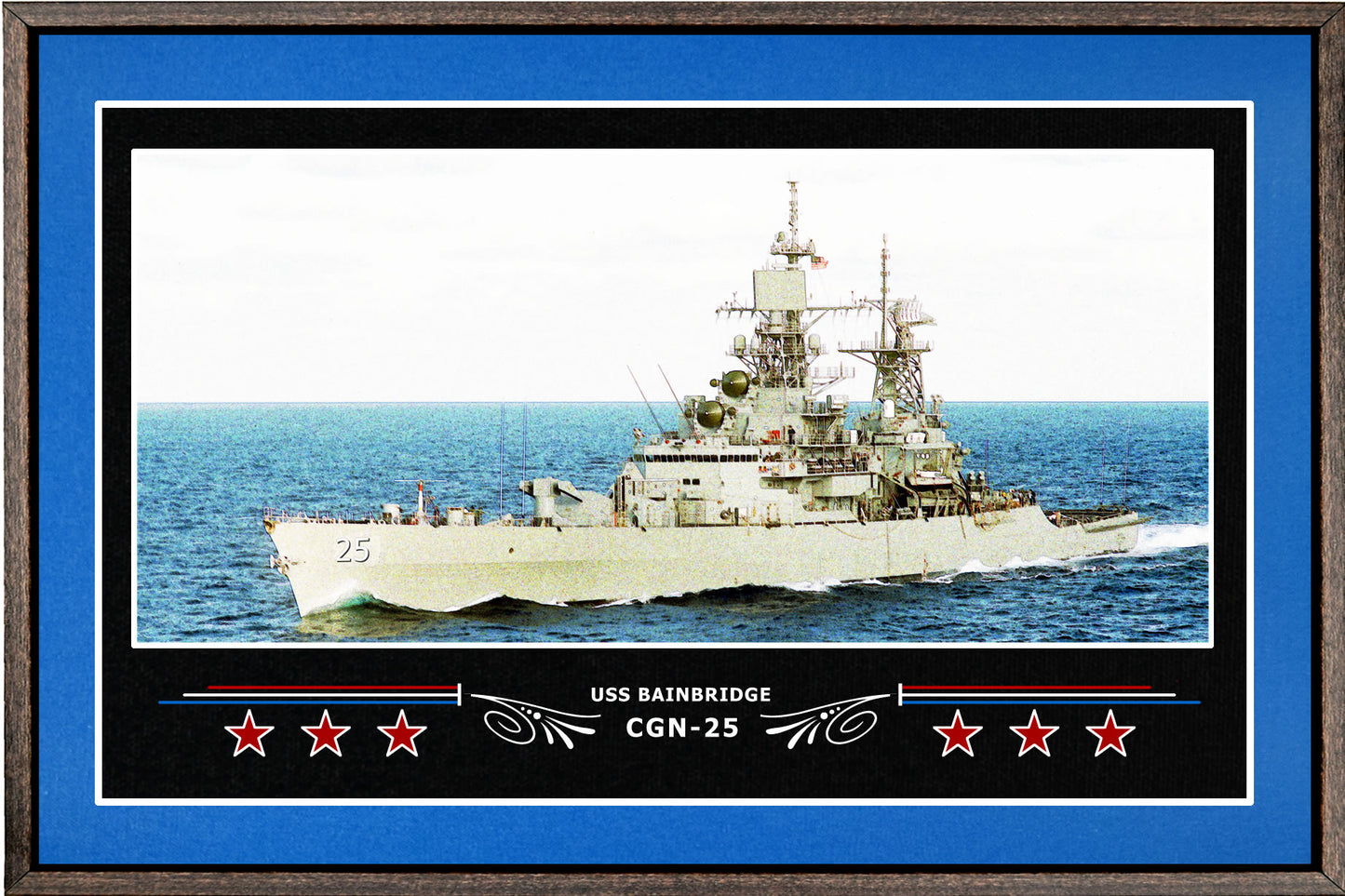 USS BAINBRIDGE CGN 25 BOX FRAMED CANVAS ART BLUE