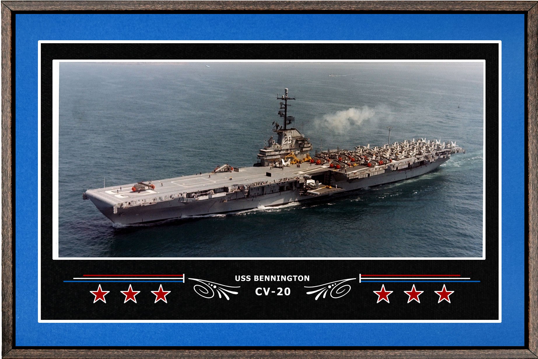 USS BENNINGTON CV 20 BOX FRAMED CANVAS ART BLUE