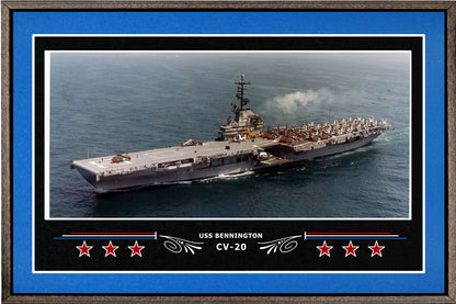 USS BENNINGTON CV 20 BOX FRAMED CANVAS ART BLUE