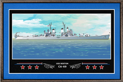 USS BOSTON CA 69 BOX FRAMED CANVAS ART BLUE