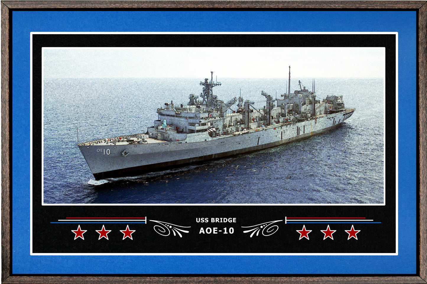 USS BRIDGE AOE 10 BOX FRAMED CANVAS ART BLUE