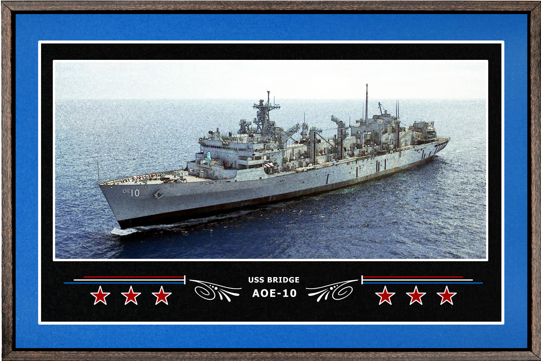 USS BRIDGE AOE 10 BOX FRAMED CANVAS ART BLUE