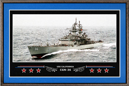 USS CALIFORNIA CGN 36 BOX FRAMED CANVAS ART BLUE
