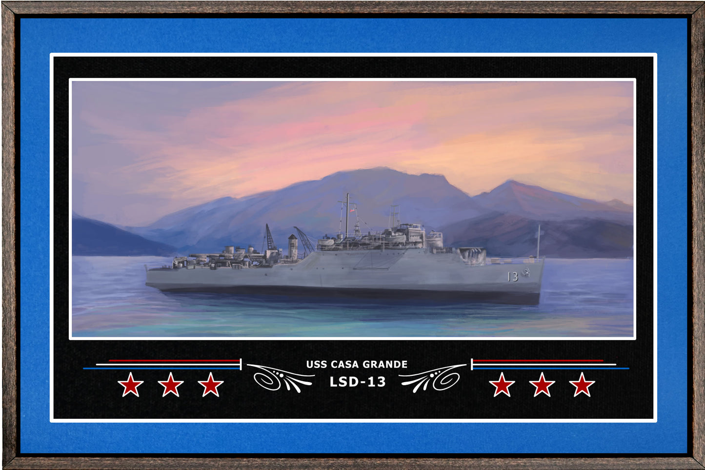 USS CASA GRANDE LSD 13 BOX FRAMED CANVAS ART BLUE