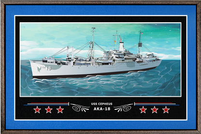 USS CEPHEUS AKA 18 BOX FRAMED CANVAS ART BLUE