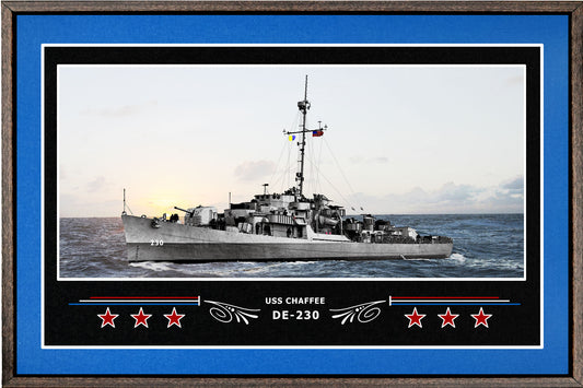 USS CHAFFEE DE 230 BOX FRAMED CANVAS ART BLUE
