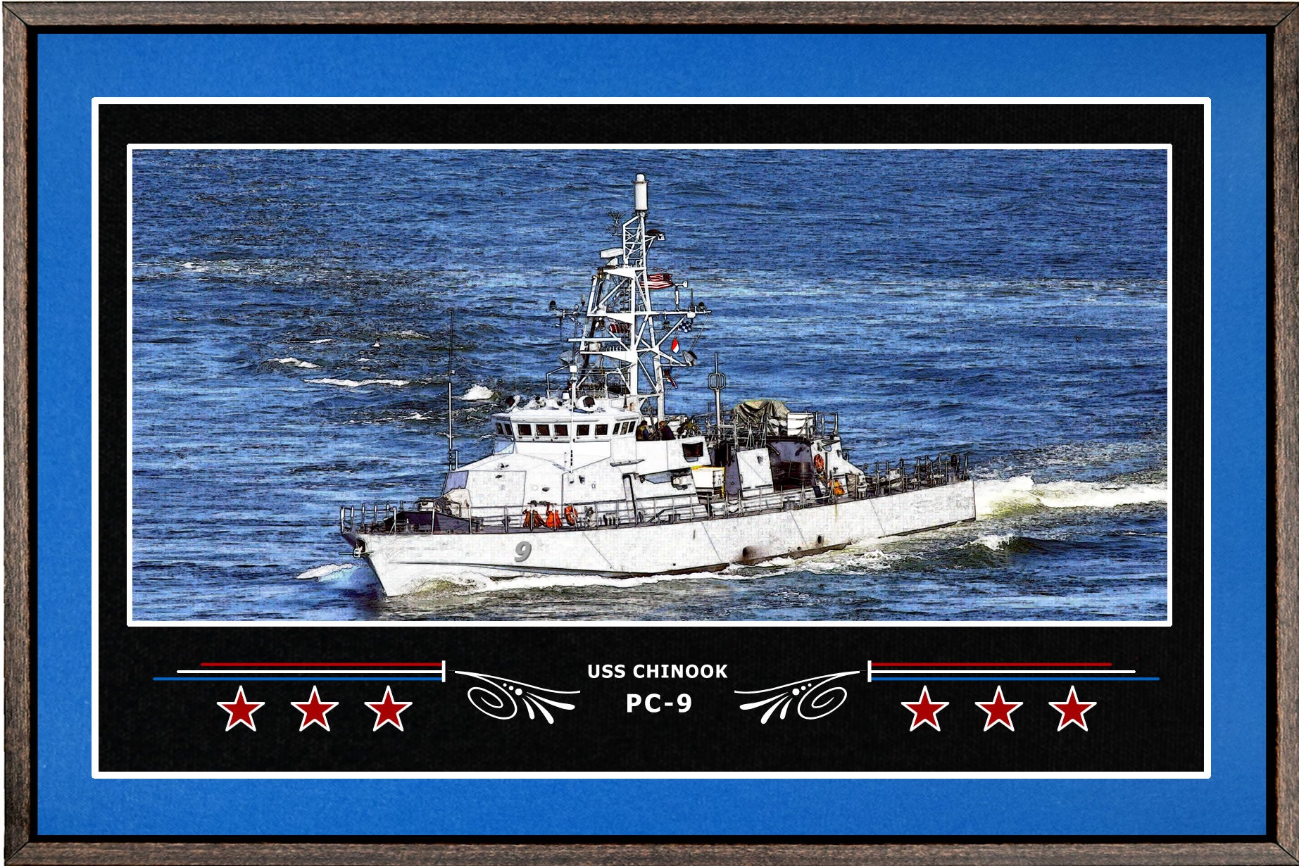 USS CHINOOK PC 9 BOX FRAMED CANVAS ART BLUE