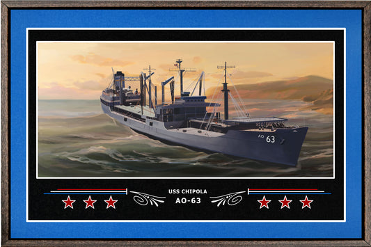 USS CHIPOLA AO 63 BOX FRAMED CANVAS ART BLUE