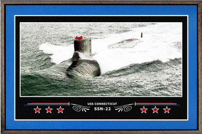 USS CONNECTICUT SSN 22 BOX FRAMED CANVAS ART BLUE