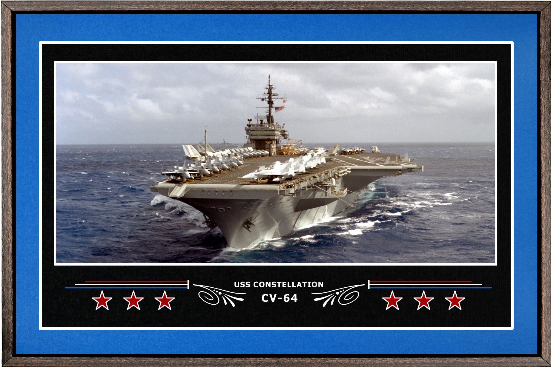 USS CONSTELLATION CV 64 BOX FRAMED CANVAS ART BLUE