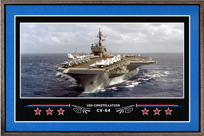 USS CONSTELLATION CV 64 BOX FRAMED CANVAS ART BLUE