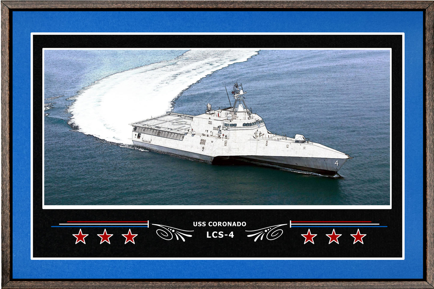 USS CORONADO LCS 4 BOX FRAMED CANVAS ART BLUE