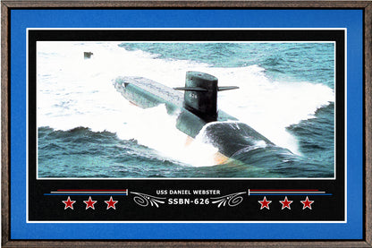 USS DANIEL WEBSTER SSBN 626 BOX FRAMED CANVAS ART BLUE
