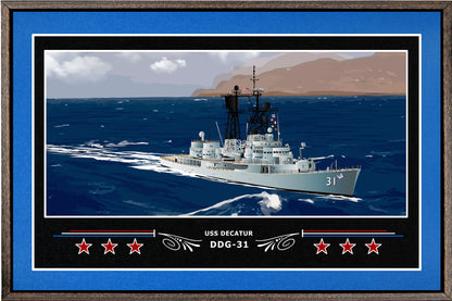 USS DECATUR DDG 31 BOX FRAMED CANVAS ART BLUE