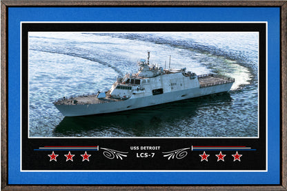 USS DETROIT LCS 7 BOX FRAMED CANVAS ART BLUE
