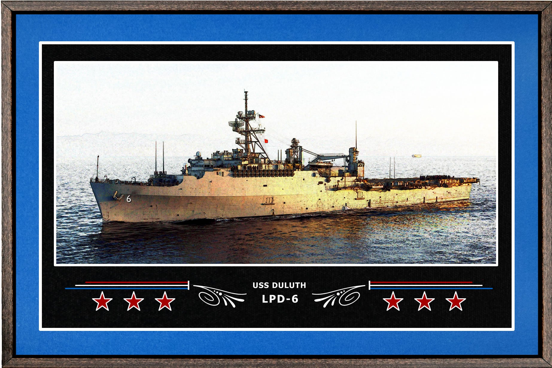 USS DULUTH LPD 6 BOX FRAMED CANVAS ART BLUE