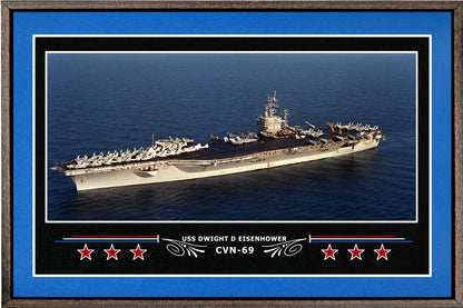 USS DWIGHT D EISENHOWER CVN 69 BOX FRAMED CANVAS ART BLUE