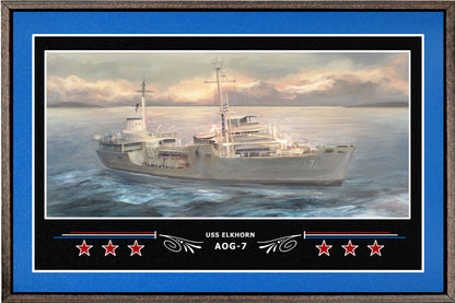 USS ELKHORN AOG 7 BOX FRAMED CANVAS ART BLUE