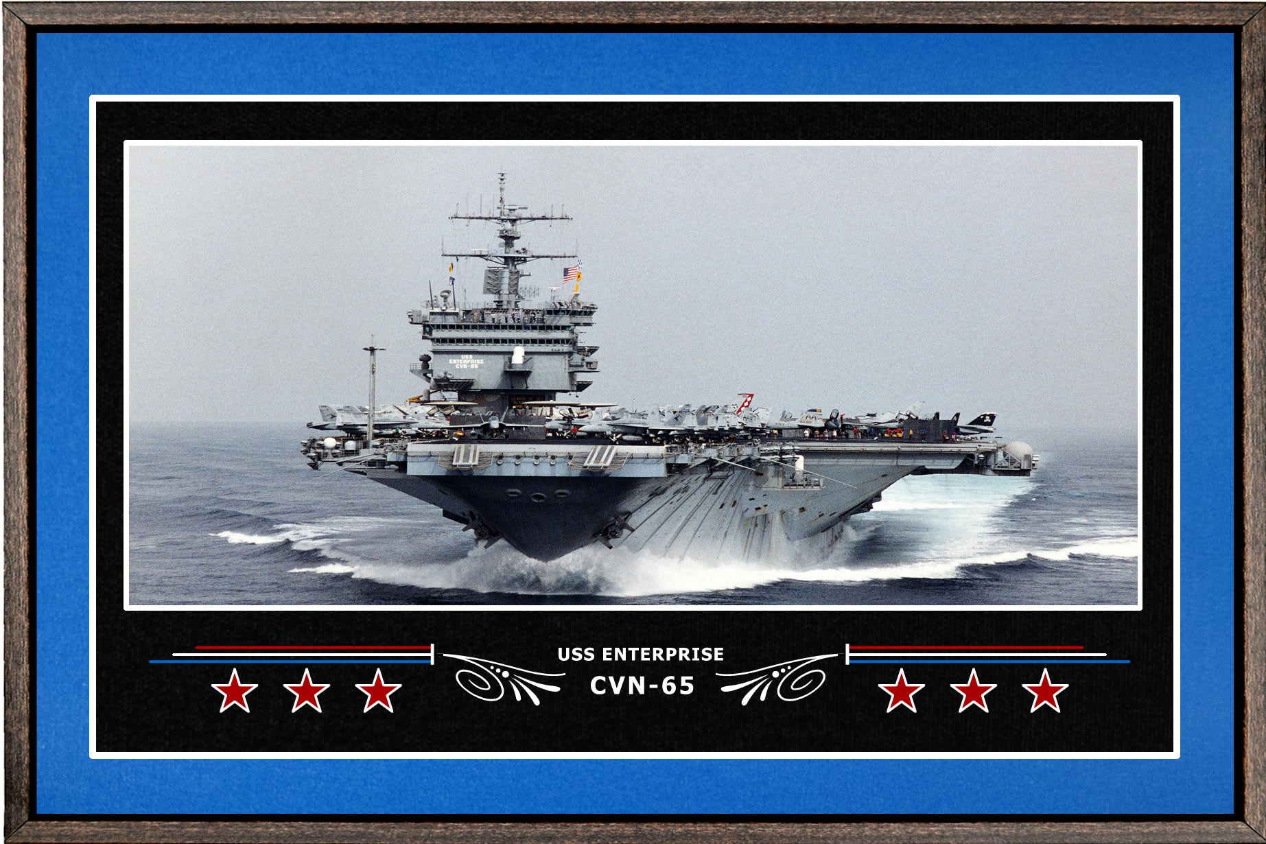 USS ENTERPRISE CVN 65 BOX FRAMED CANVAS ART BLUE