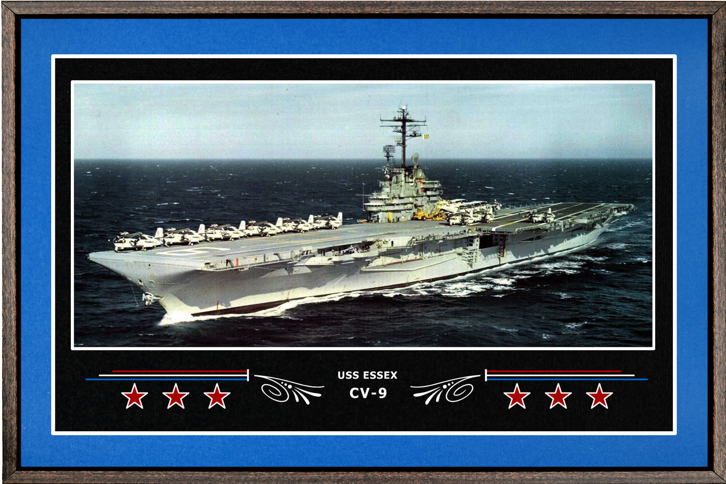 USS ESSEX CV 9 BOX FRAMED CANVAS ART BLUE