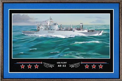 USS FLINT AE 32 BOX FRAMED CANVAS ART BLUE