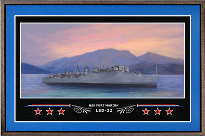 USS FORT MARION LSD 22 BOX FRAMED CANVAS ART BLUE