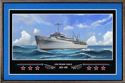 USS FRANK CABLE AS 40 BOX FRAMED CANVAS ART BLUE