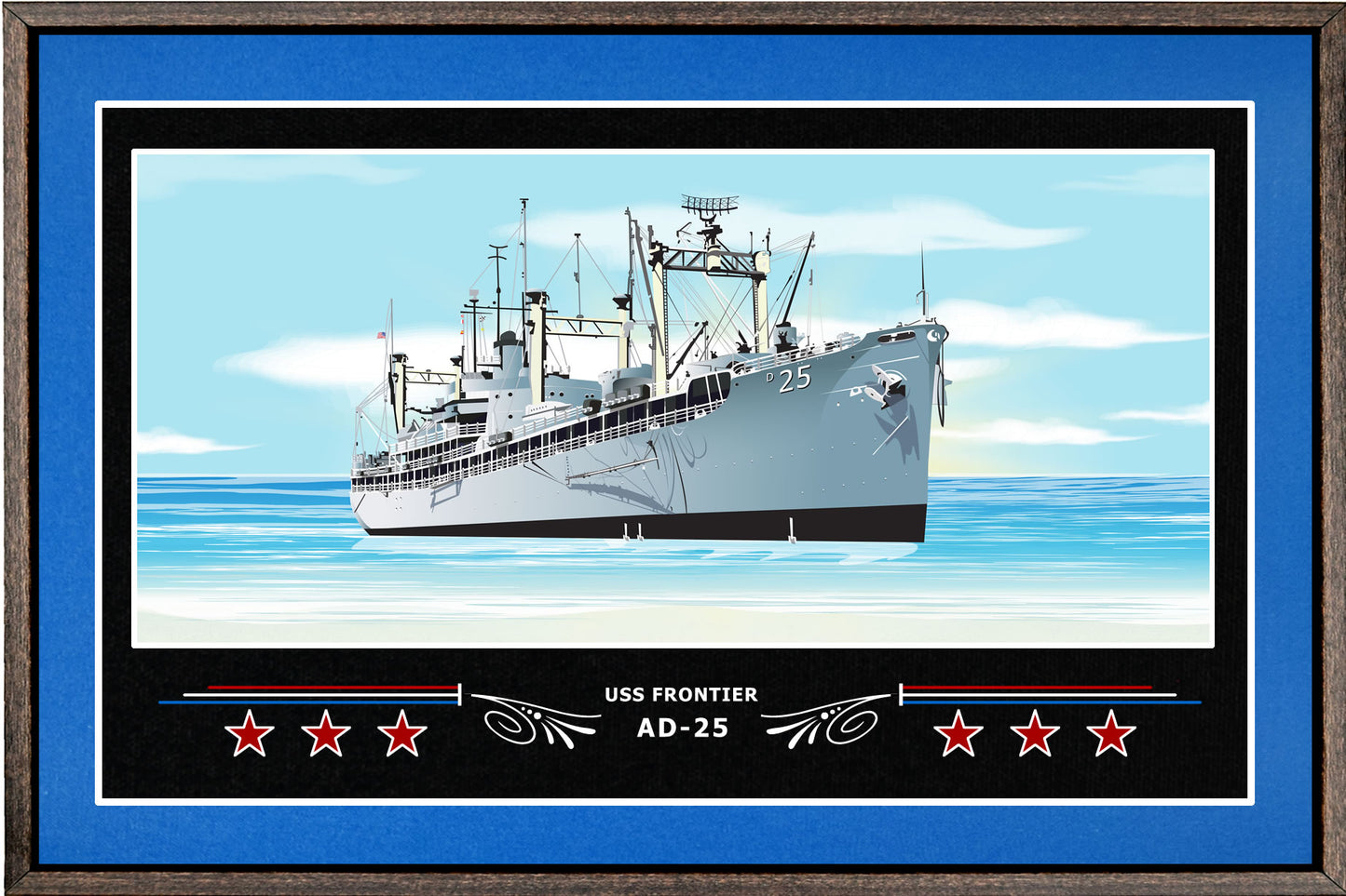 USS FRONTIER AD 25 BOX FRAMED CANVAS ART BLUE