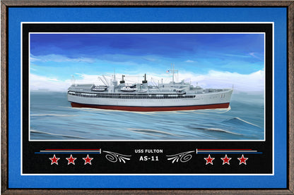 USS FULTON AS 11 BOX FRAMED CANVAS ART BLUE