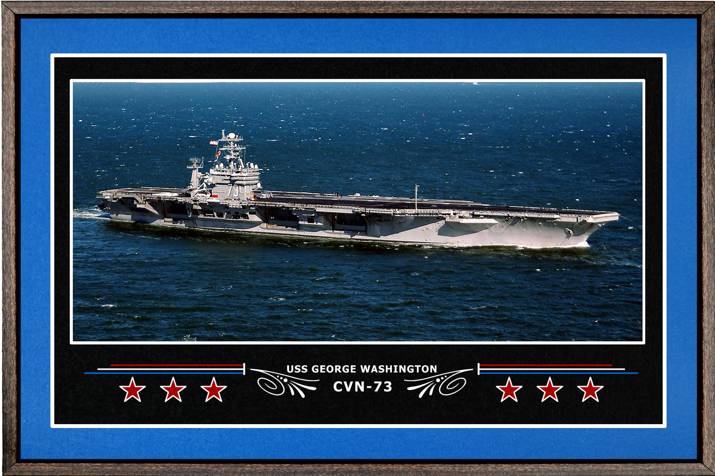 USS GEORGE WASHINGTON CVN 73 BOX FRAMED CANVAS ART BLUE