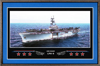USS GUAM LPH 9 BOX FRAMED CANVAS ART BLUE