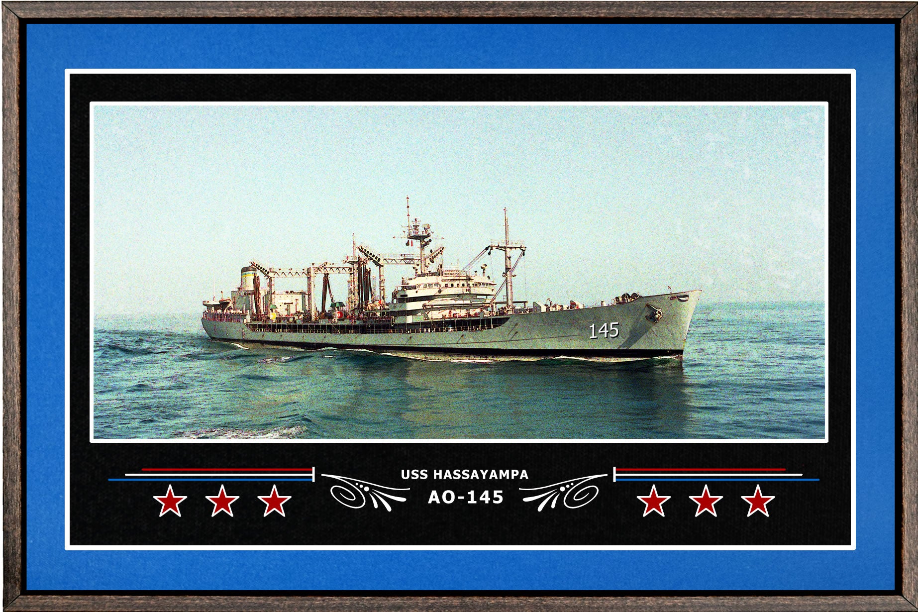 USS HASSAYAMPA AO 145 BOX FRAMED CANVAS ART BLUE