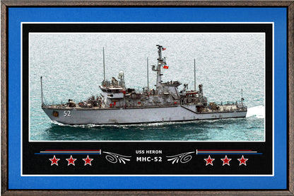 USS HERON MHC 52 BOX FRAMED CANVAS ART BLUE