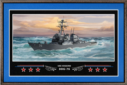 USS HIGGINS DDG 76 BOX FRAMED CANVAS ART BLUE