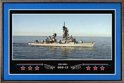 USS HOEL DDG 13 BOX FRAMED CANVAS ART BLUE