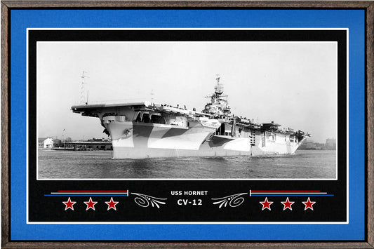 USS HORNET CV 12 BOX FRAMED CANVAS ART BLUE