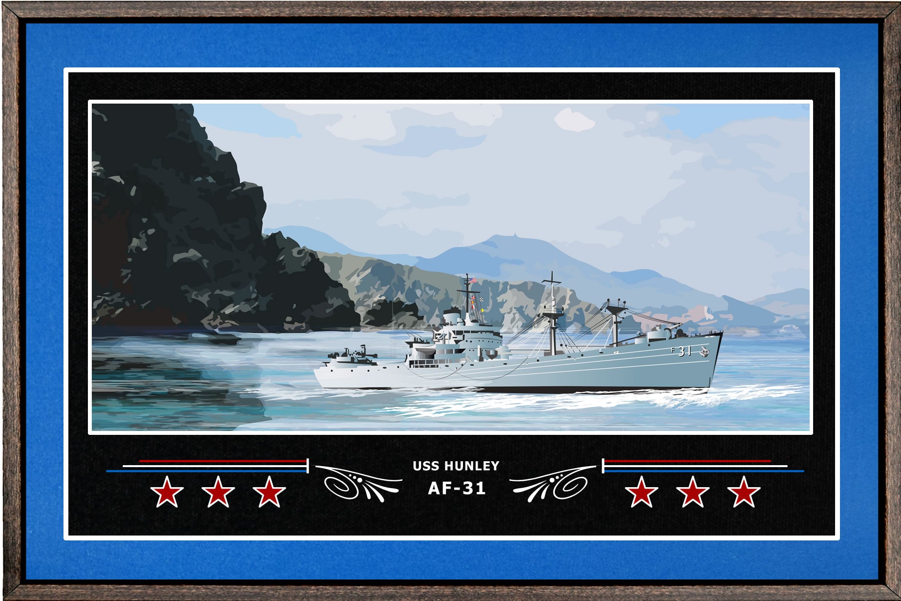 USS HUNLEY AF 31 BOX FRAMED CANVAS ART BLUE