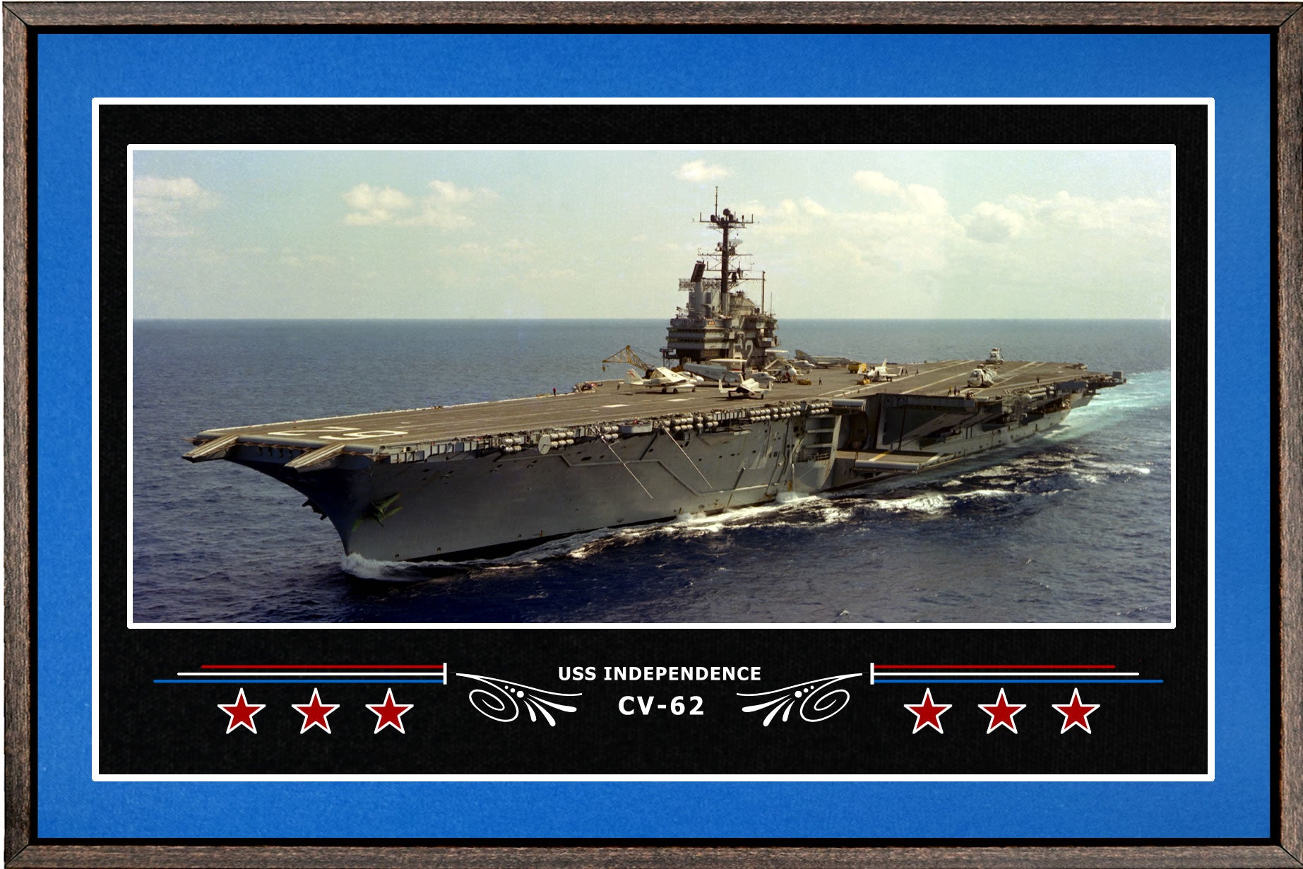 USS INDEPENDENCE CV 62 BOX FRAMED CANVAS ART BLUE