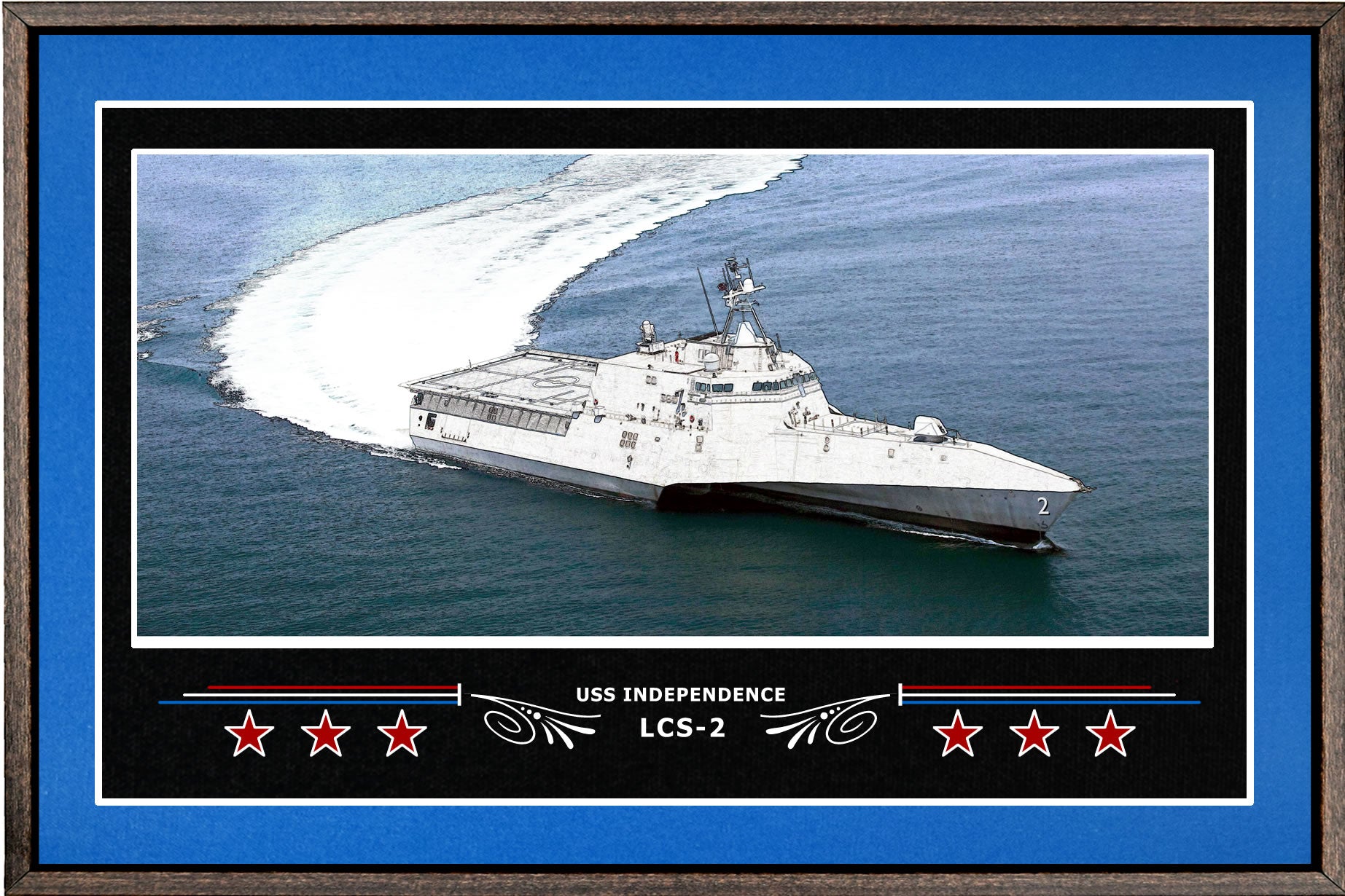 USS INDEPENDENCE LCS 2 BOX FRAMED CANVAS ART BLUE