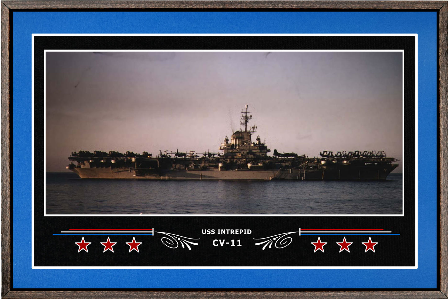 USS INTREPID CV 11 BOX FRAMED CANVAS ART BLUE