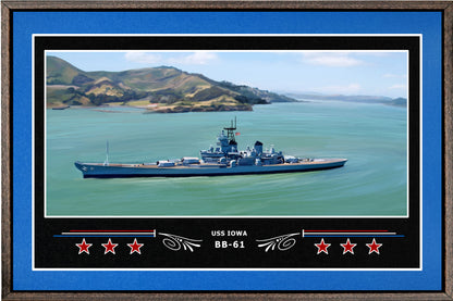 USS IOWA BB 61 BOX FRAMED CANVAS ART BLUE