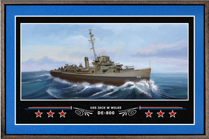 USS JACK W WILKE DE 800 BOX FRAMED CANVAS ART BLUE