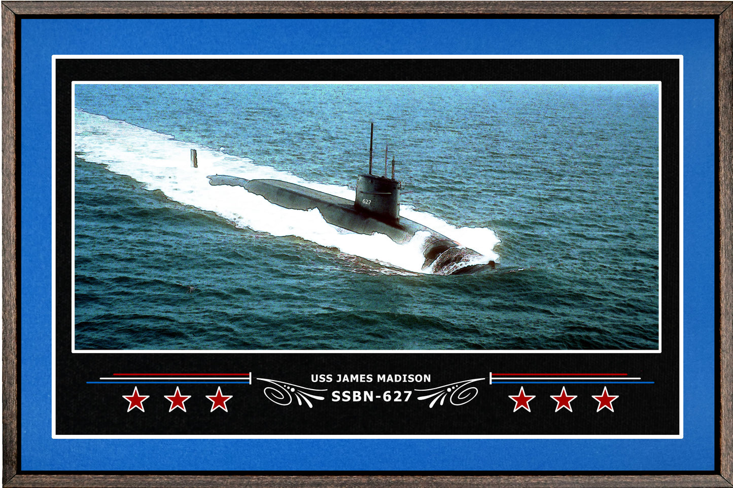 USS JAMES MADISON SSBN 627 BOX FRAMED CANVAS ART BLUE