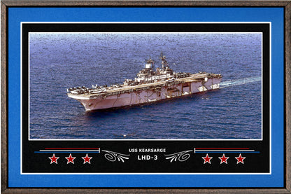 USS KEARSARGE LHD 3 BOX FRAMED CANVAS ART BLUE