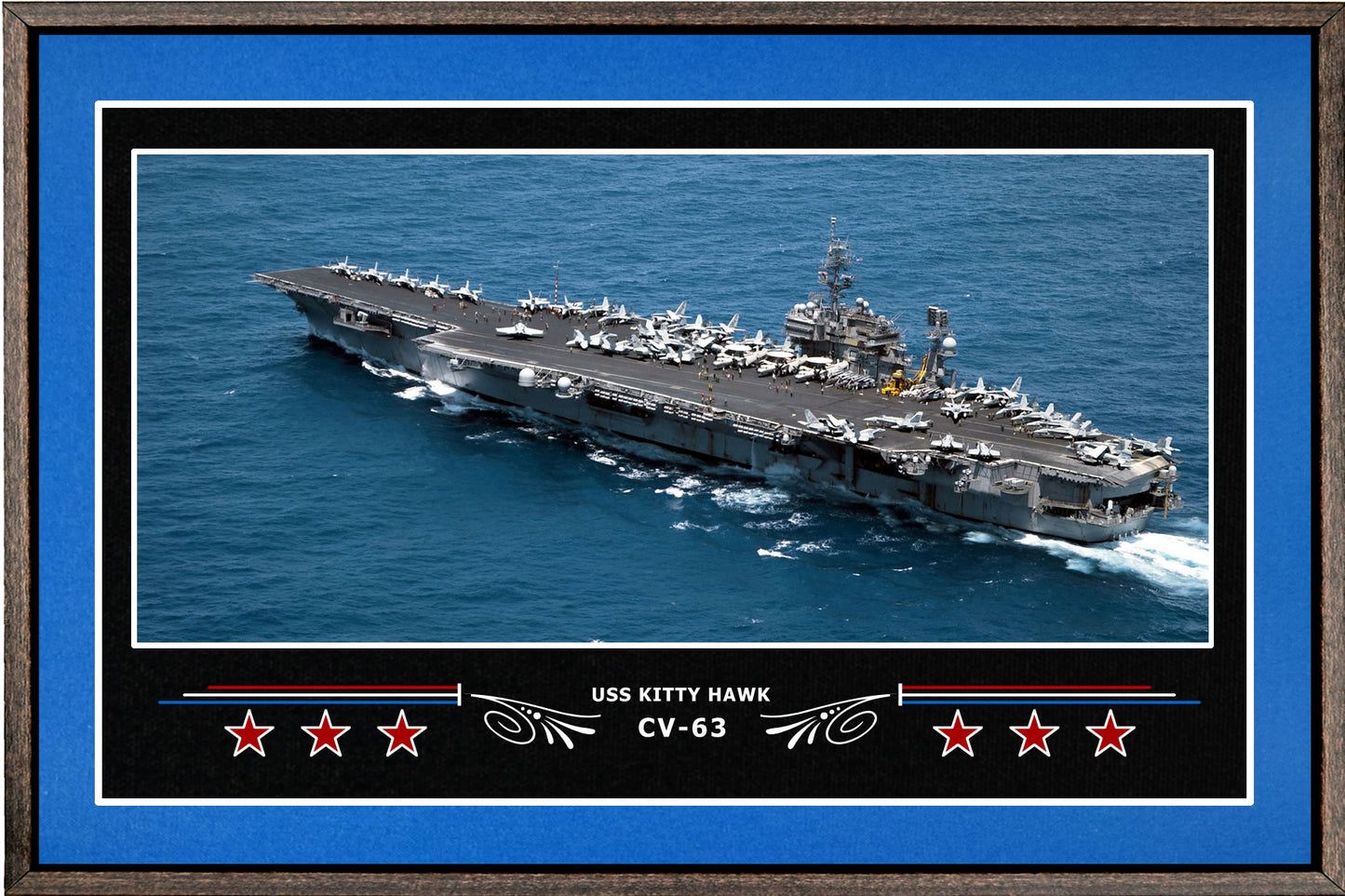 USS KITTY HAWK CV 63 BOX FRAMED CANVAS ART BLUE