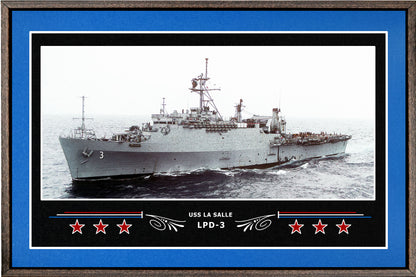 USS LA SALLE LPD 3 BOX FRAMED CANVAS ART BLUE