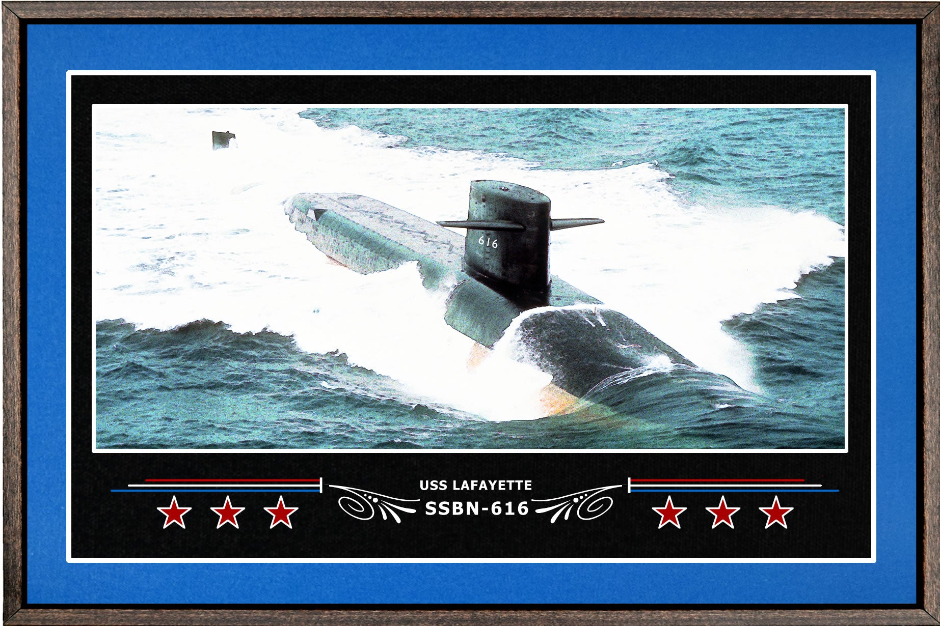 USS LAFAYETTE SSBN 616 BOX FRAMED CANVAS ART BLUE